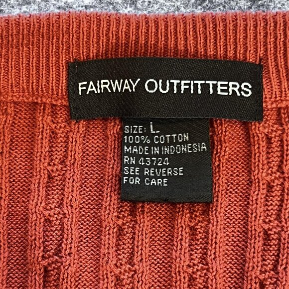 Fairway Outfitters Mens Large Sweater Vest Rust Cotton Cable Knit Golf Pullover - Picture 4 of 8